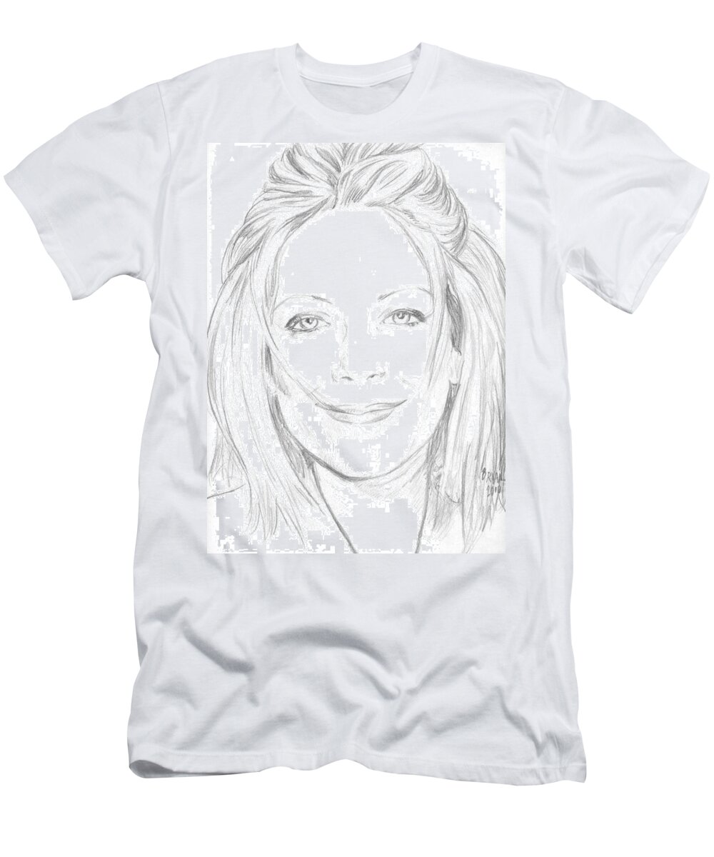 Portrait T-Shirt featuring the drawing Kay by Bryan Bustard