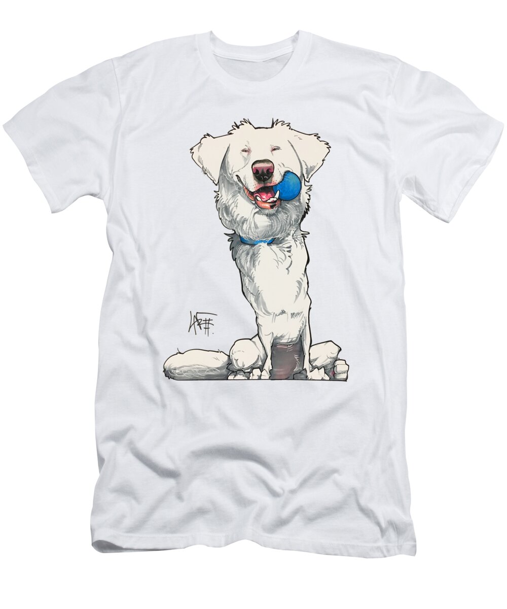 Pet Portrait T-Shirt featuring the drawing Keesbury 3308 by Canine Caricatures By John LaFree