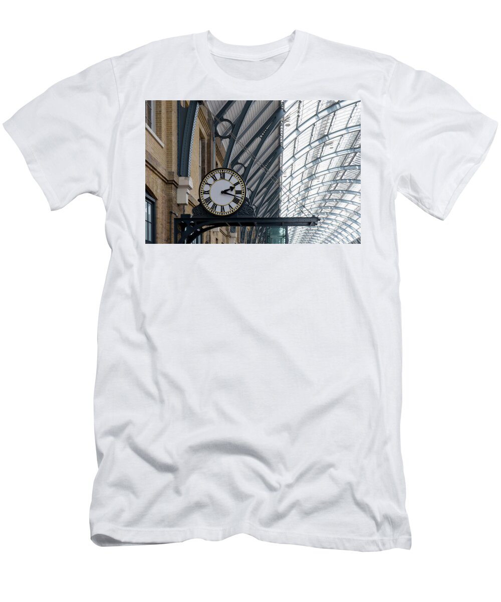 Clock T-Shirt featuring the photograph Kings Cross Clock by Roger Lighterness