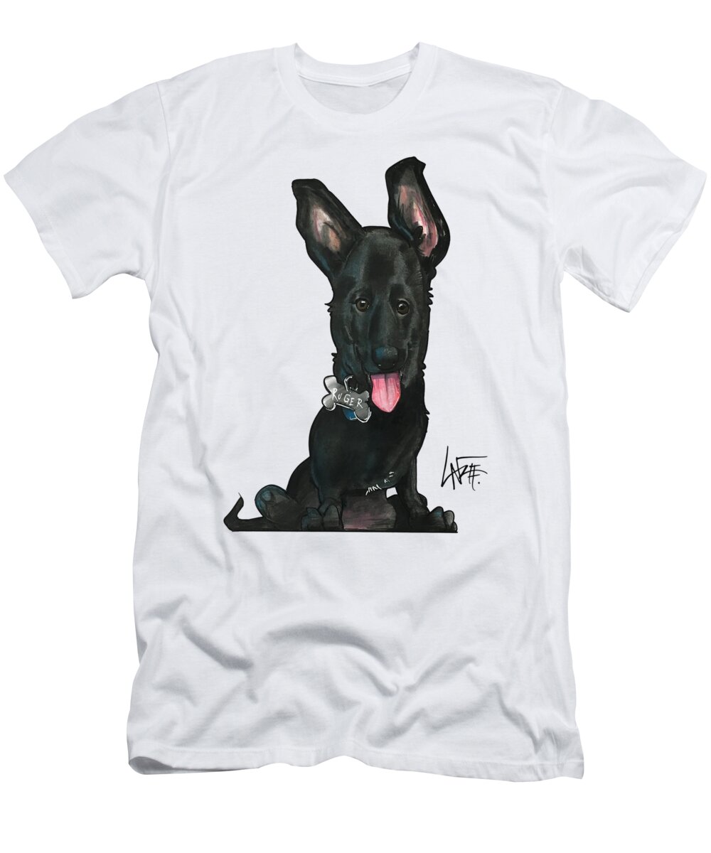 Dog Portrait T-Shirt featuring the drawing Kitlak 3541 by Canine Caricatures By John LaFree