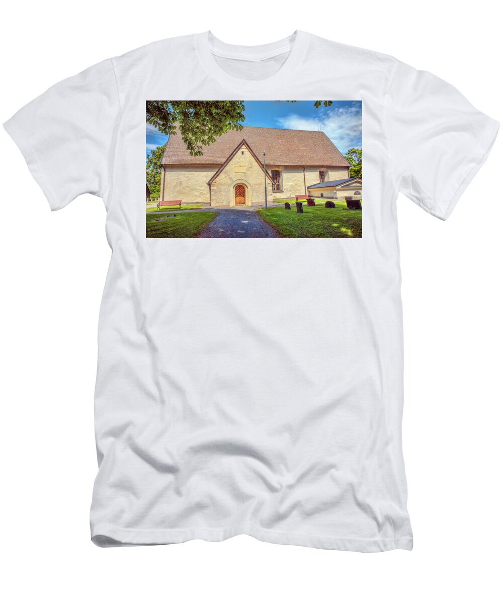 Kjaerrbo Church T-Shirt featuring the photograph Kjaerrbo church south. by Leif Sohlman