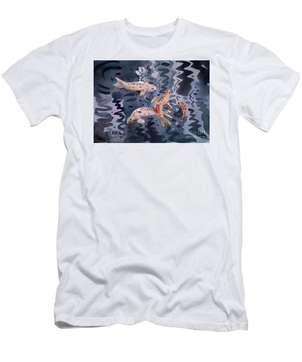 Koi T-Shirt featuring the painting Koi Pond by Donald Maier