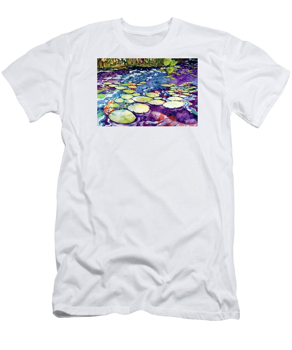 Watercolor T-Shirt featuring the painting Koi Pond by Mick Williams