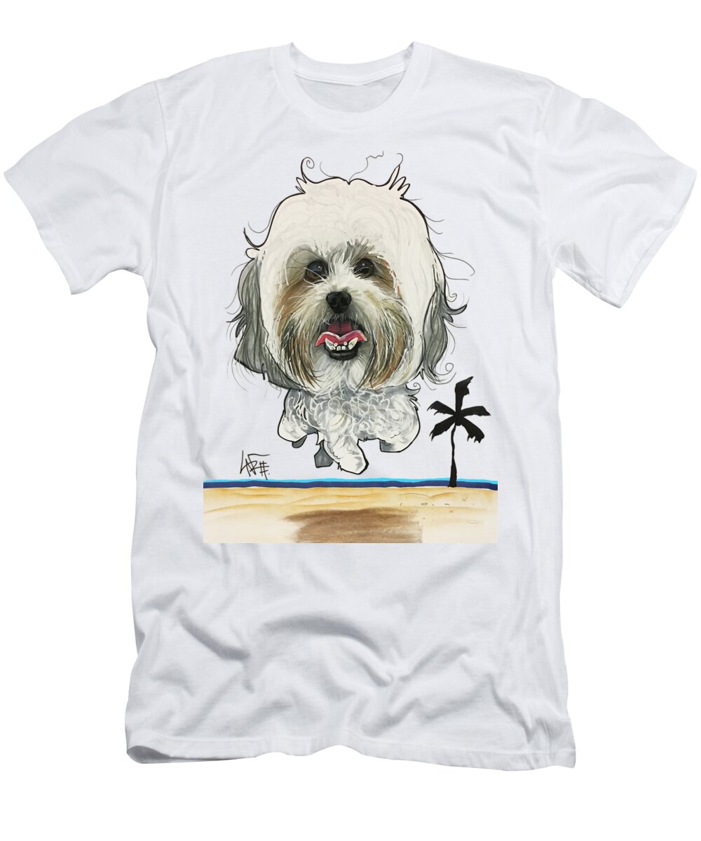 Pet Portrait T-Shirt featuring the drawing Kramer 3230 1 by Canine Caricatures By John LaFree