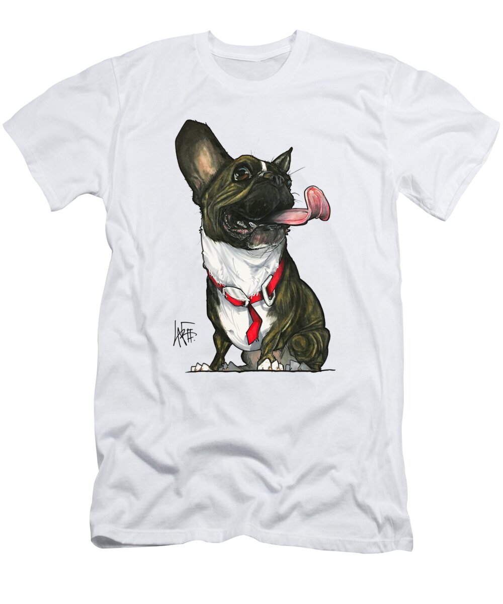 Pet Portrait T-Shirt featuring the drawing Krohne 3188 by Canine Caricatures By John LaFree