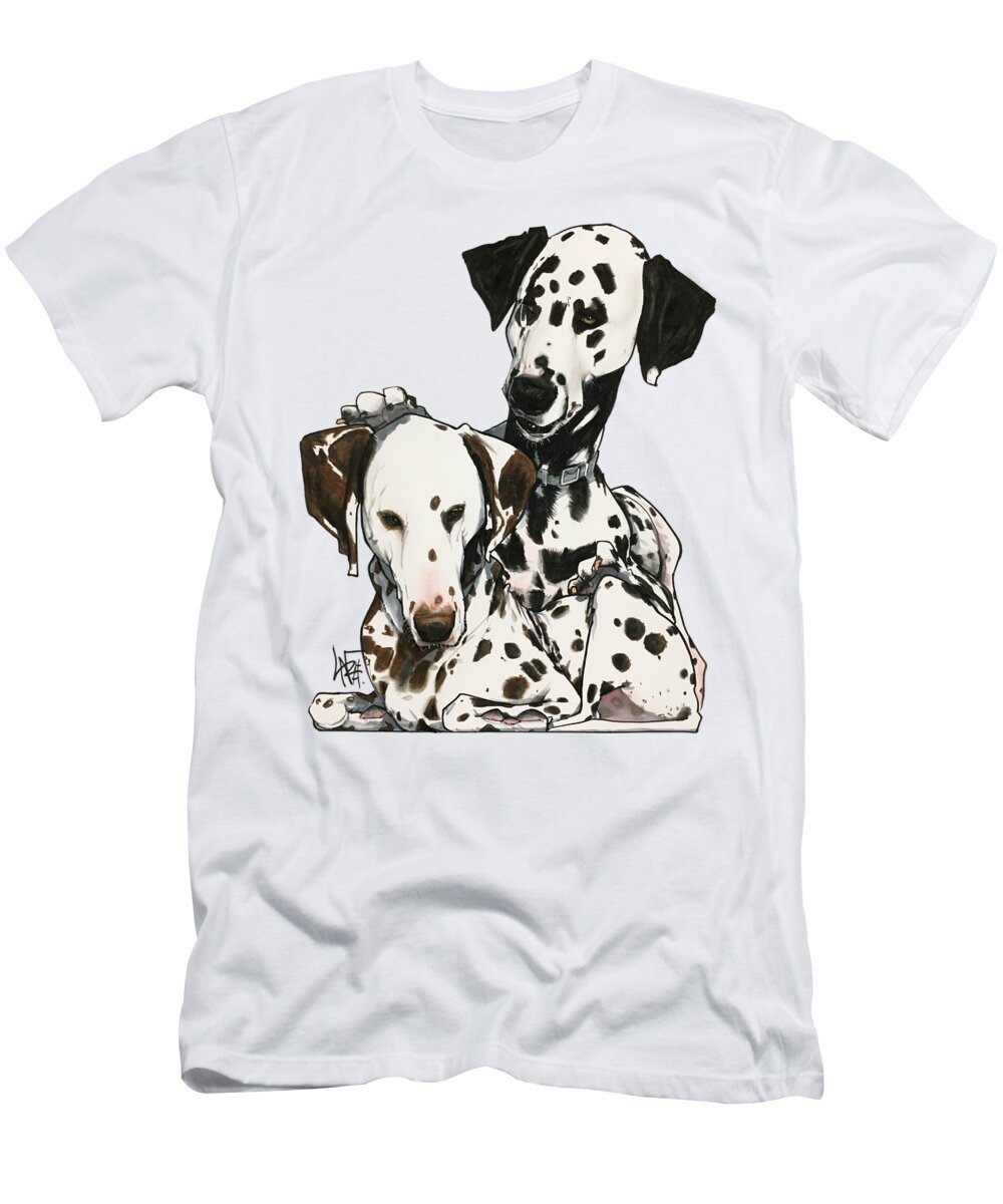 Pet Portrait T-Shirt featuring the drawing Lacey 7-1483 by Canine Caricatures By John LaFree