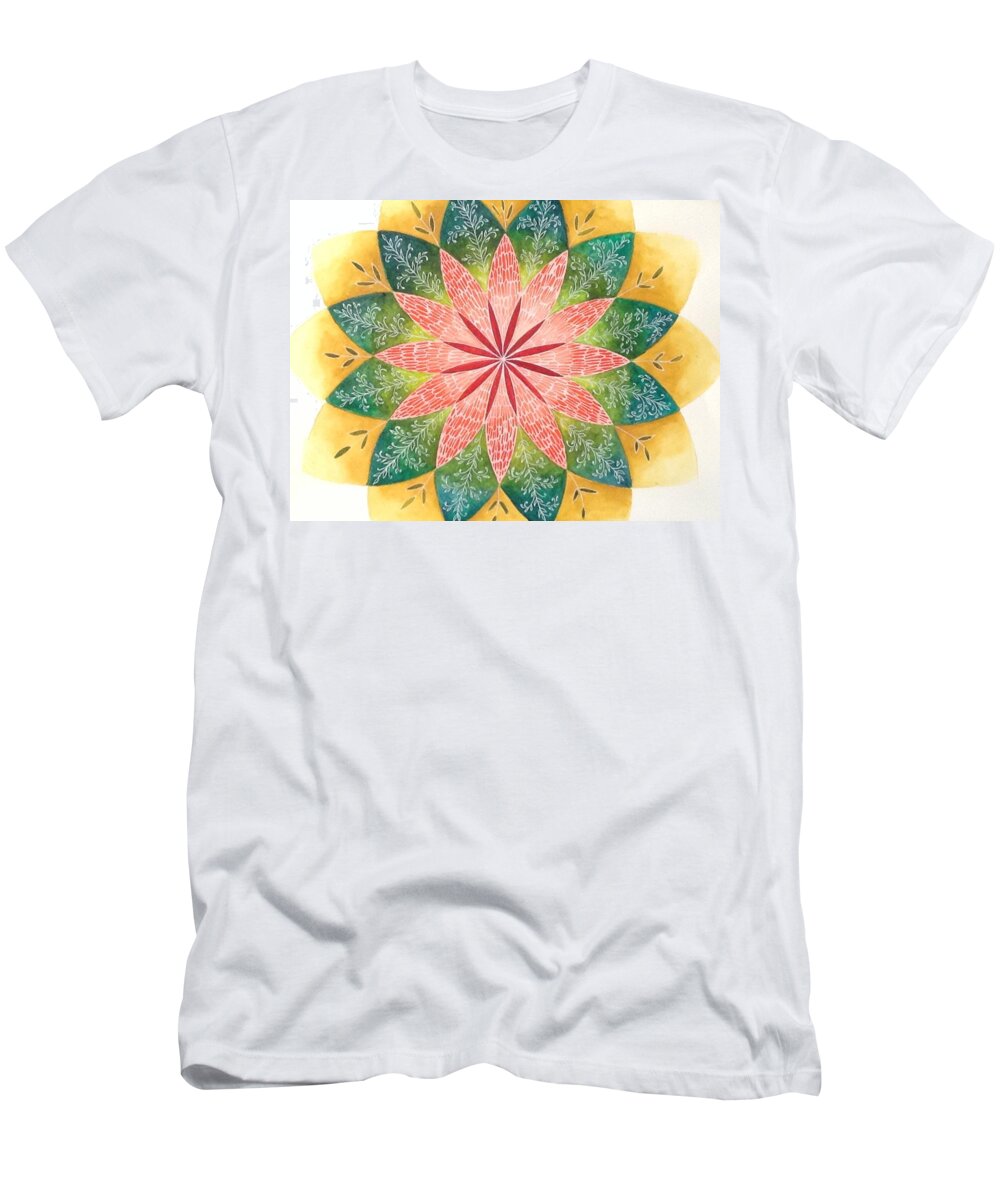 Lace T-Shirt featuring the painting Lacey petals mandala by Andrea Thompson