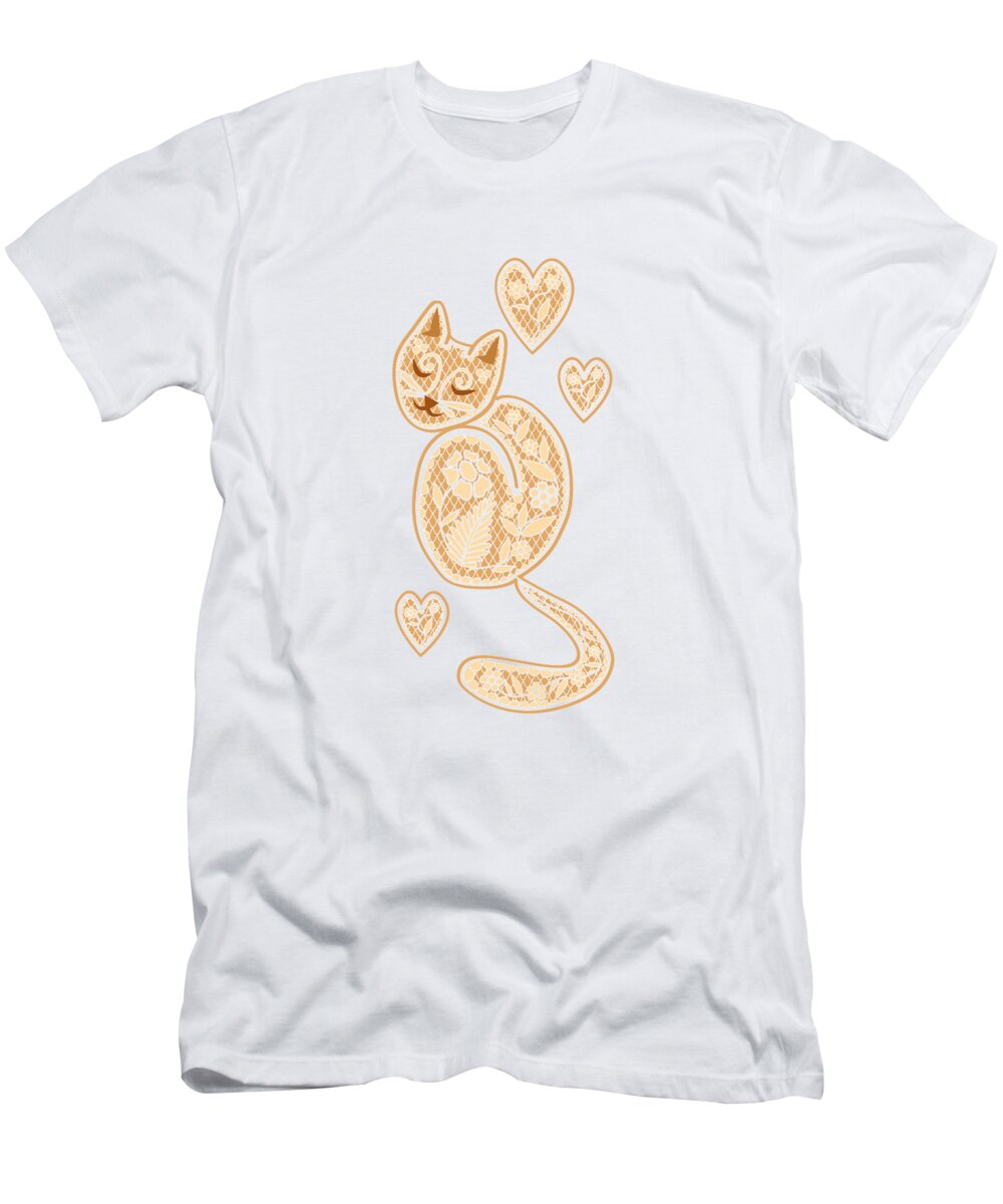 Cat T-Shirt featuring the digital art Lacy Tracy Gold Edition by Veronika S