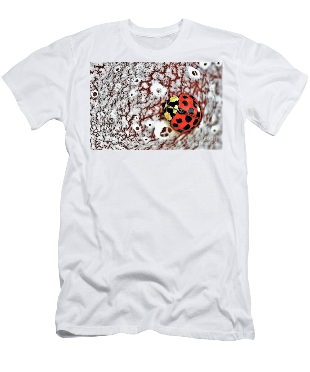 Digital Art T-Shirt featuring the digital art Ladybird Fisheye View by Tracey Lee Cassin