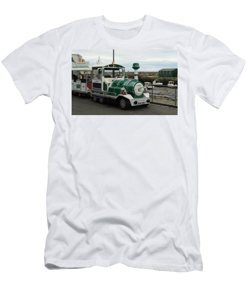 Land T-Shirt featuring the photograph Land Train In St Andrews Harbour by Adrian Wale