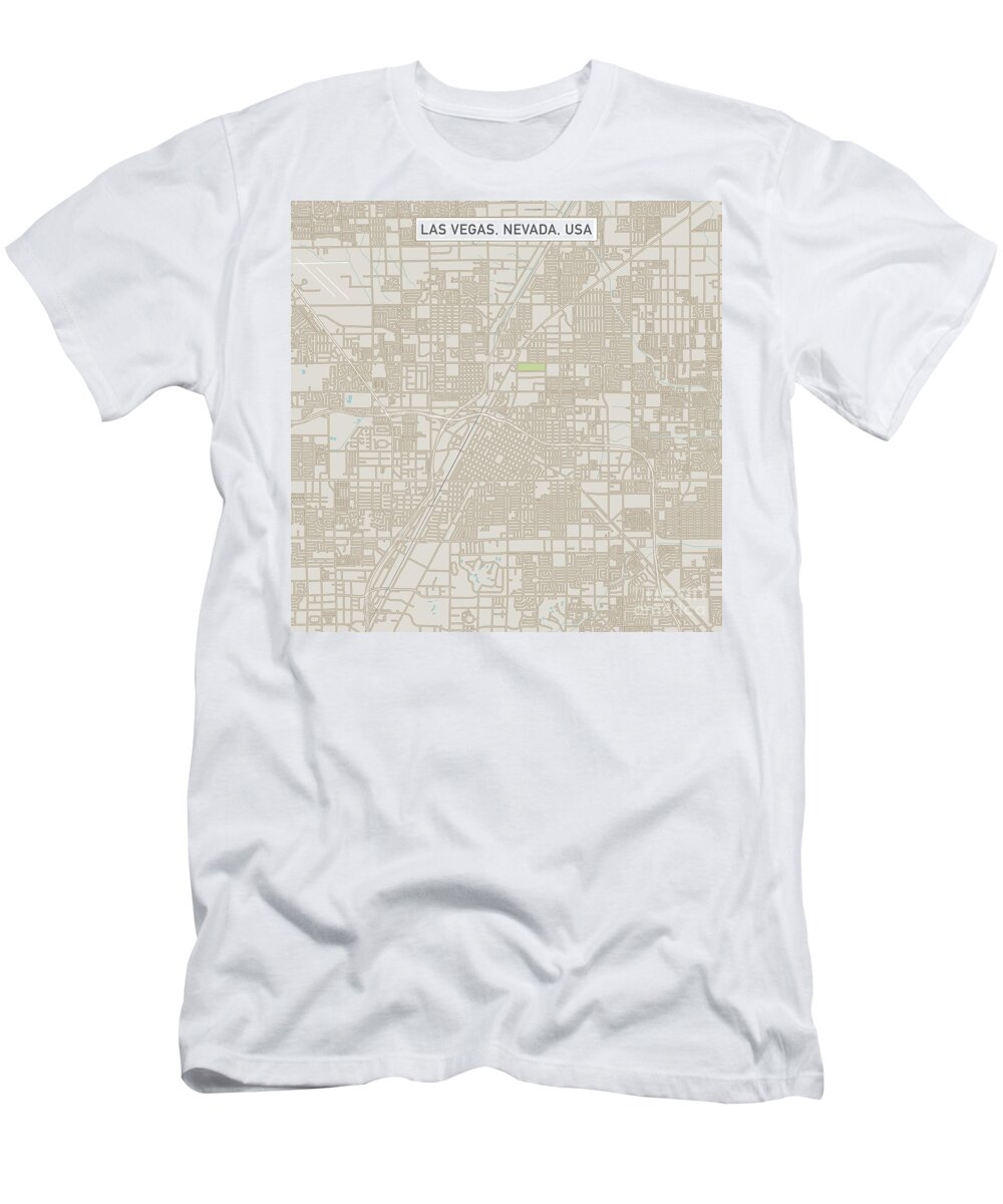 Las Vegas T-Shirt featuring the digital art Las Vegas Nevada US City Street Map by Frank Ramspott