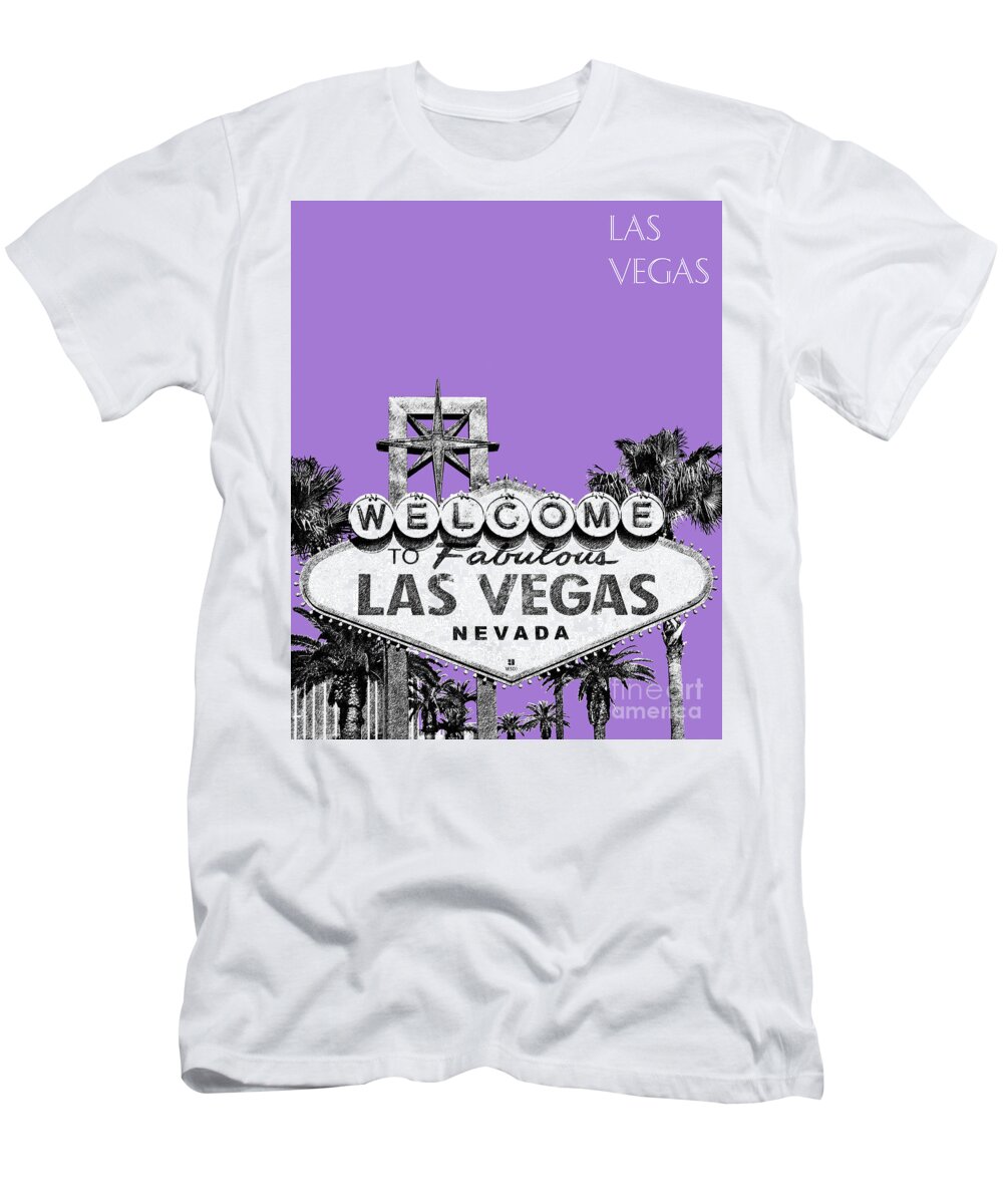Architecture T-Shirt featuring the digital art Las Vegas Sign - Purple by DB Artist