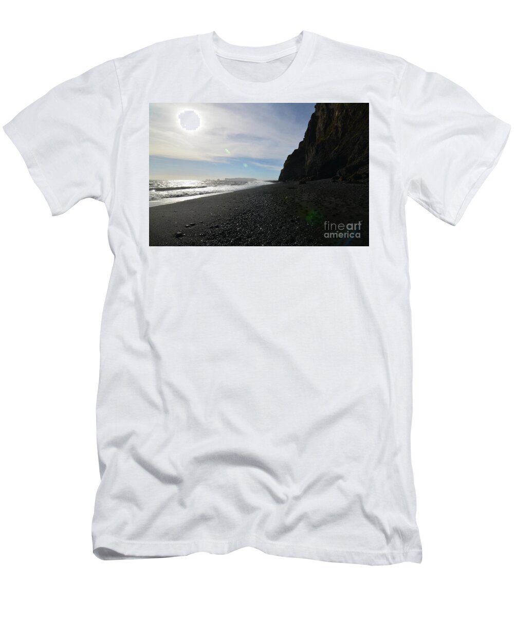 Reynisfjara-beach T-Shirt featuring the photograph Late Afternoon on Reynisfjara Beach in Vik Iceland by DejaVu Designs