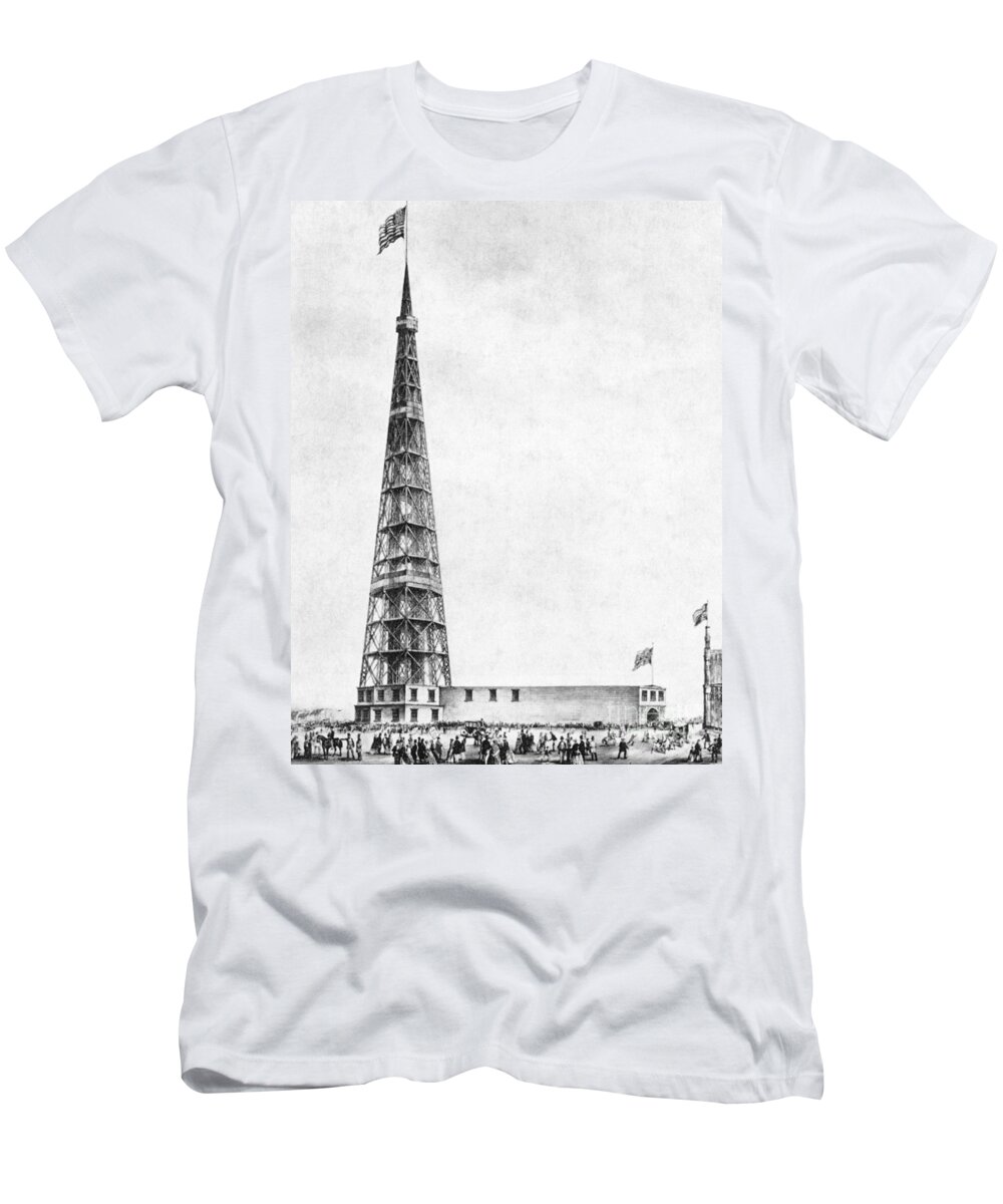 History T-Shirt featuring the photograph Latting Observatory, Nyc, 1850s by Science Source