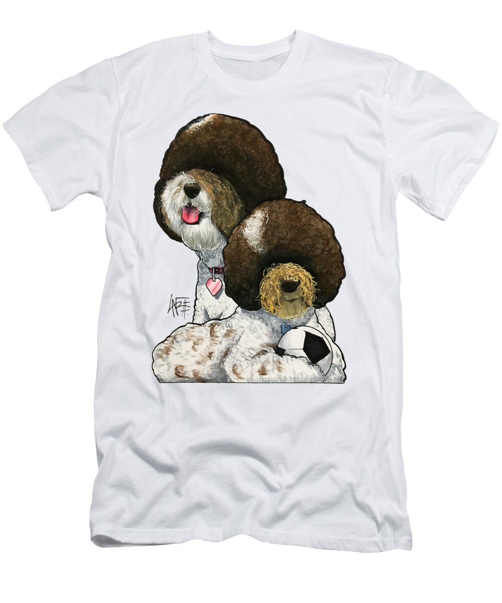 Pet Portrait T-Shirt featuring the drawing Laxer 7-1489 by Canine Caricatures By John LaFree