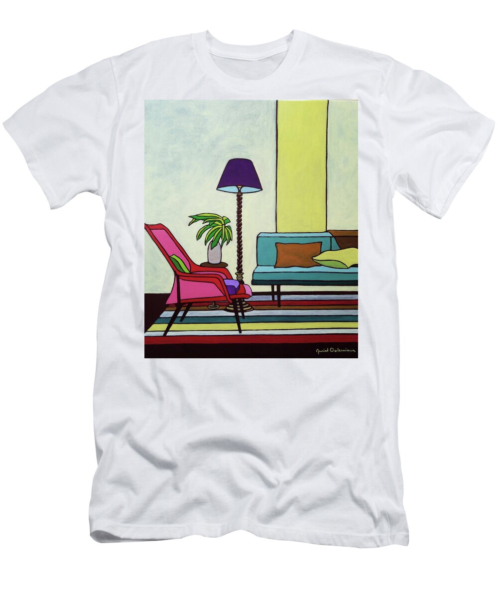 Still Life Painting T-Shirt featuring the painting Le Fauteuil Rose by Muriel Dolemieux