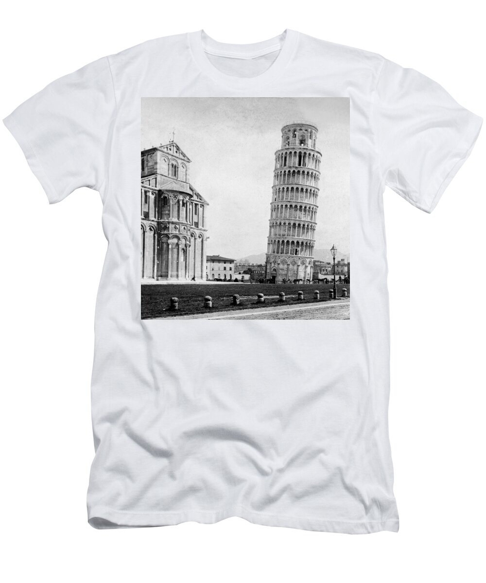 \leaning Tower Of Pisa\ T-Shirt featuring the photograph Leaning Tower of Pisa Italy - c 1902 by International Images