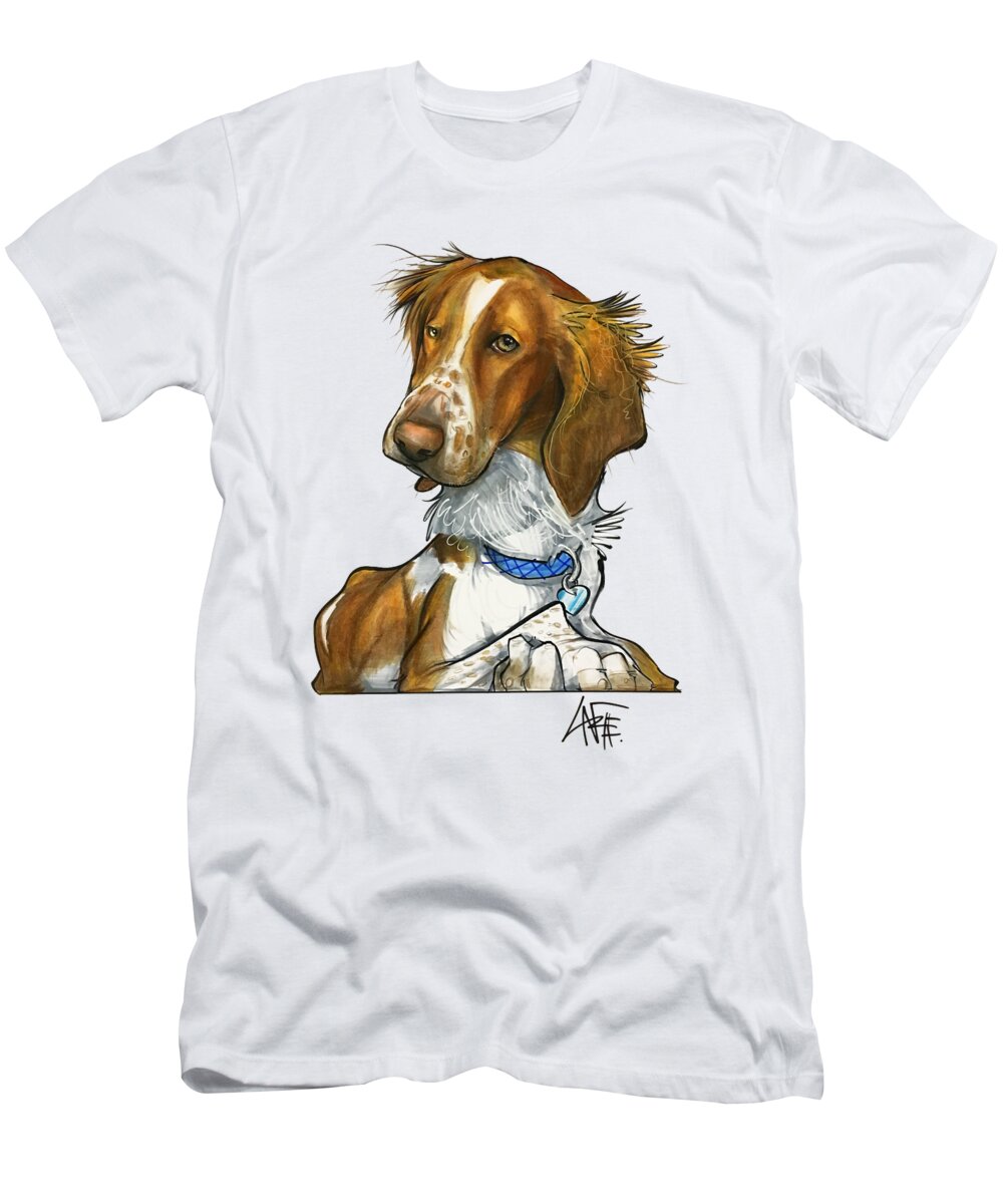 Pet Portrait T-Shirt featuring the drawing Leger 3018 by Canine Caricatures By John LaFree