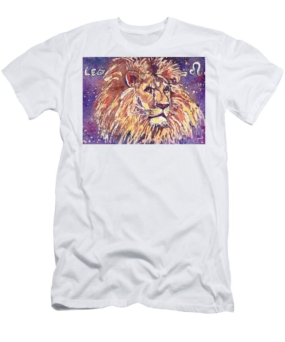 Zodiac T-Shirt featuring the painting Leo by Ruth Kamenev