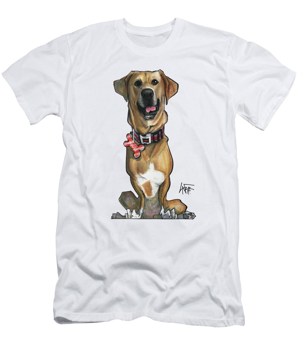 Pet Portrait T-Shirt featuring the drawing Leone 3411 by Canine Caricatures By John LaFree