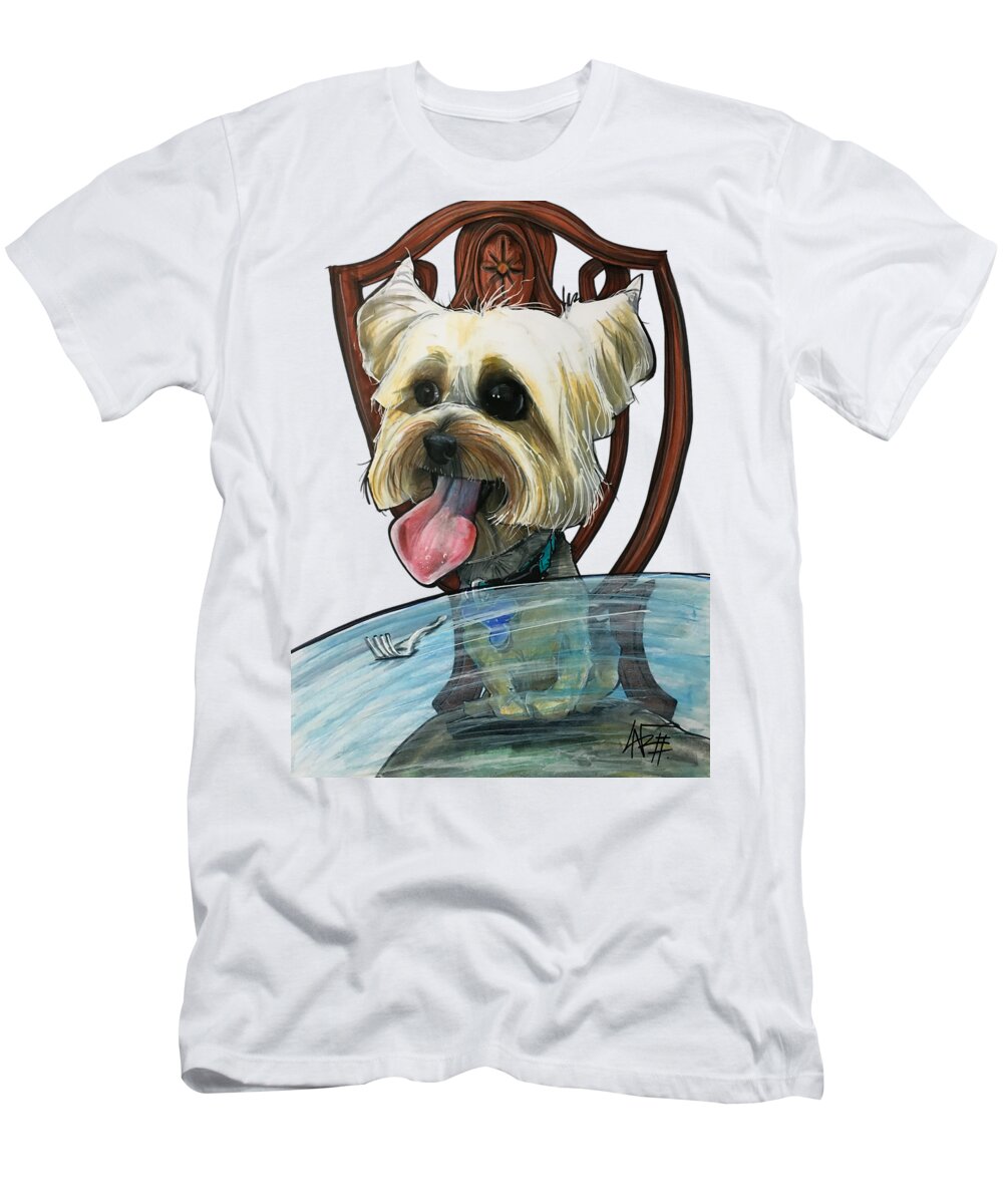 Pet Portrait T-Shirt featuring the drawing Leone 7-1488.1 by Canine Caricatures By John LaFree