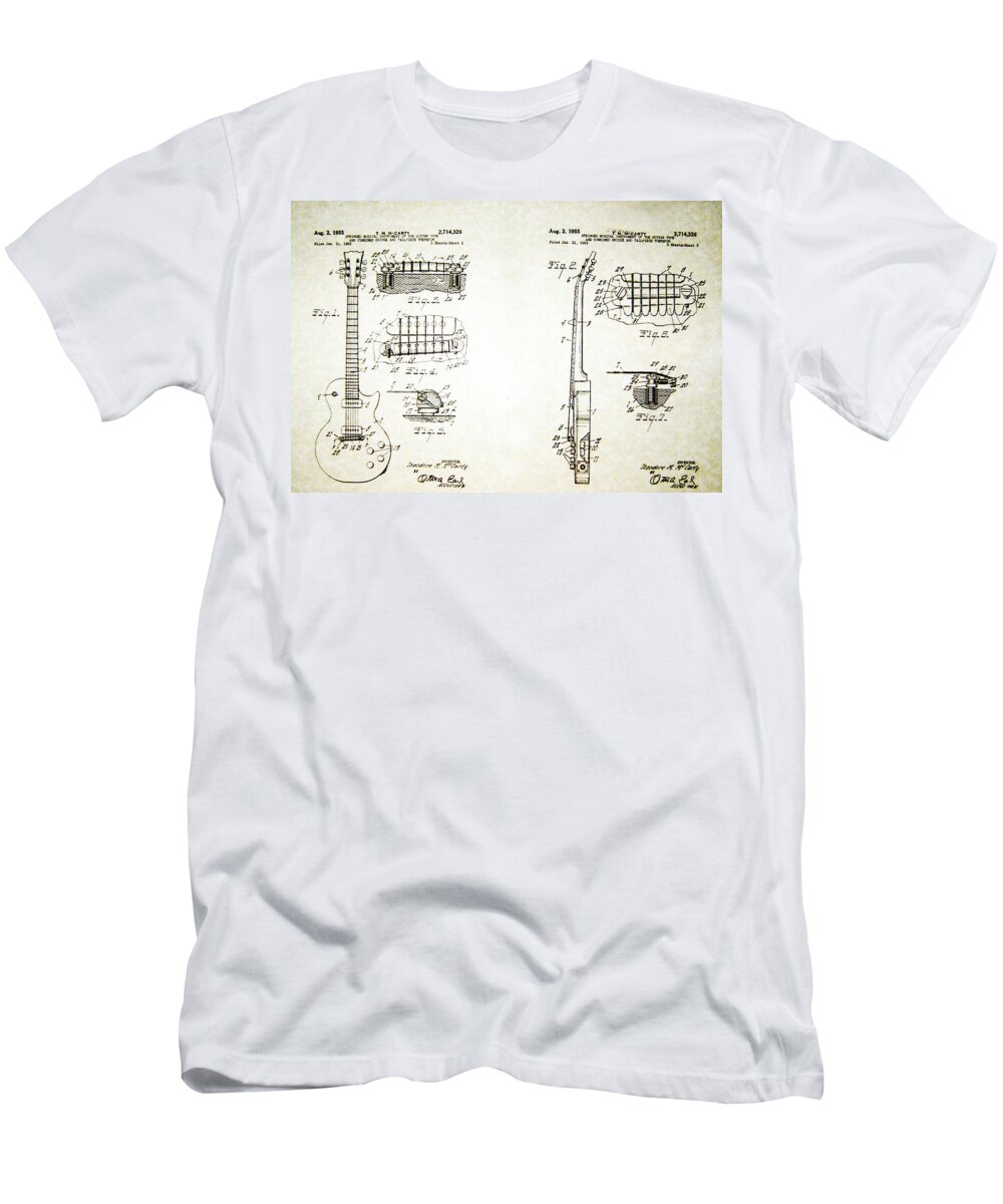Ted T-Shirt featuring the photograph Les Paul Guitar Patent 1955 by Bill Cannon