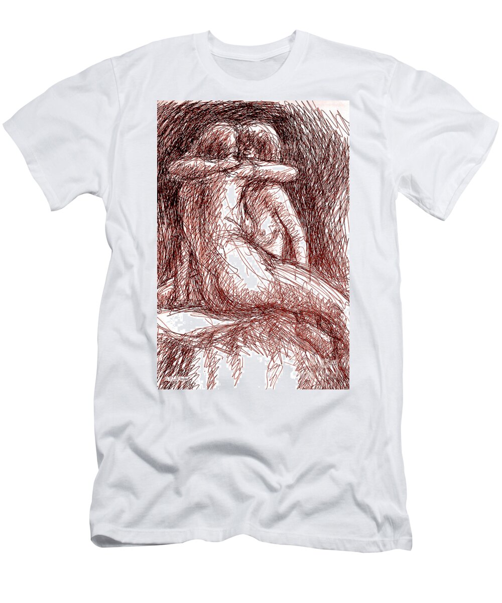 Lesbian T-Shirt featuring the drawing Lesbian Sketches 1b by Gordon Punt