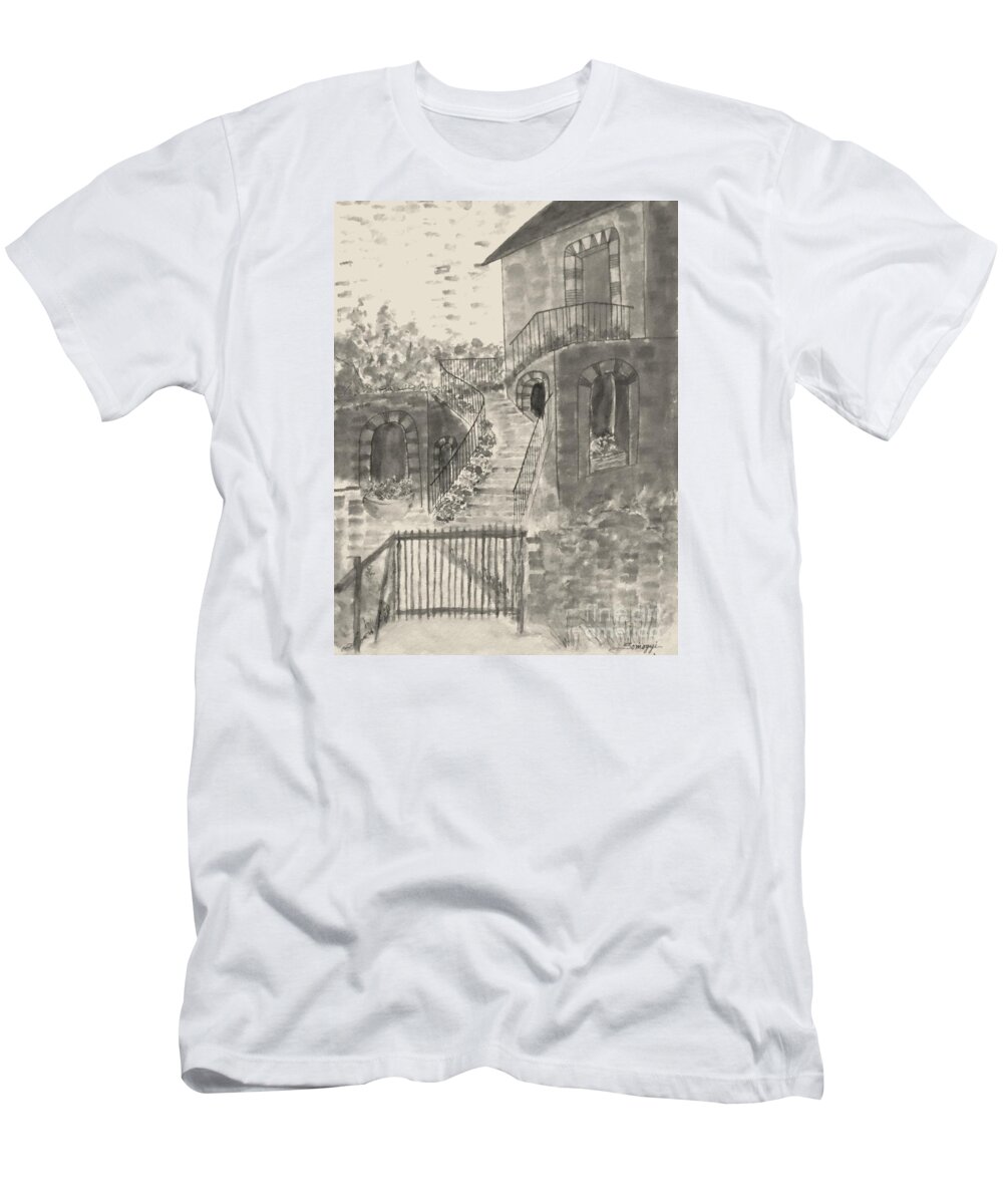 Architecture T-Shirt featuring the painting Let Them Eat Warm Gray Cake by Jayne Somogy