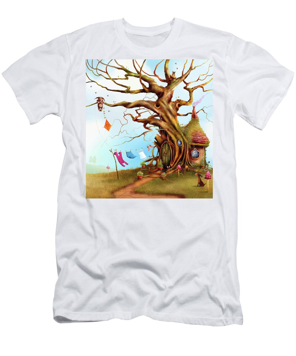Fairy T-Shirt featuring the painting Let's Go Fly A Kite by Joe Gilronan