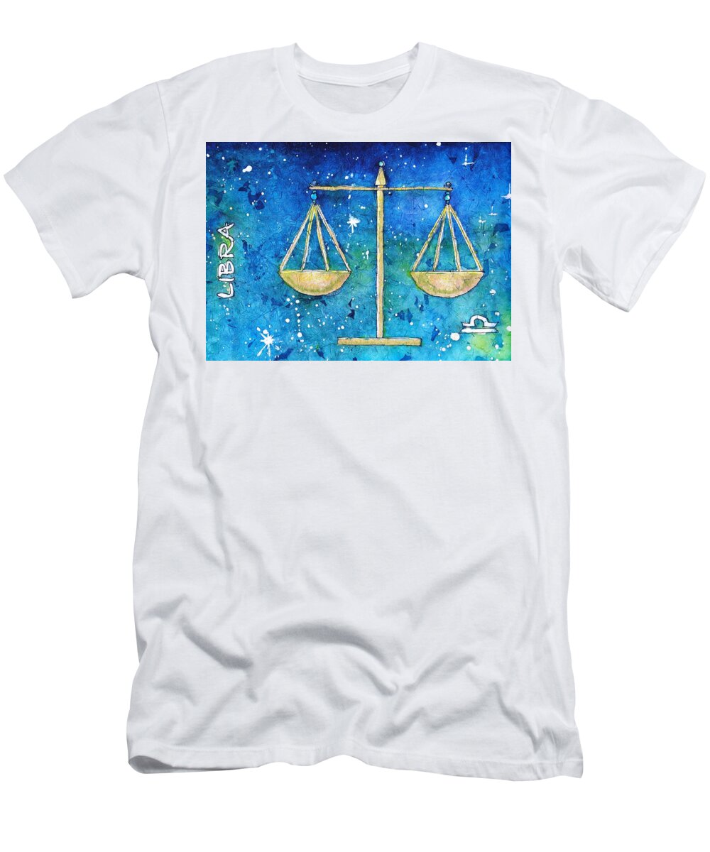 Zodiac T-Shirt featuring the painting Libra by Ruth Kamenev