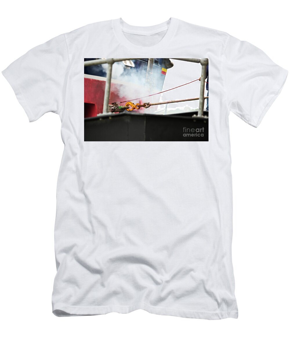 Out On A Shout T-Shirt featuring the photograph Lifeboat Chocks Away by Terri Waters