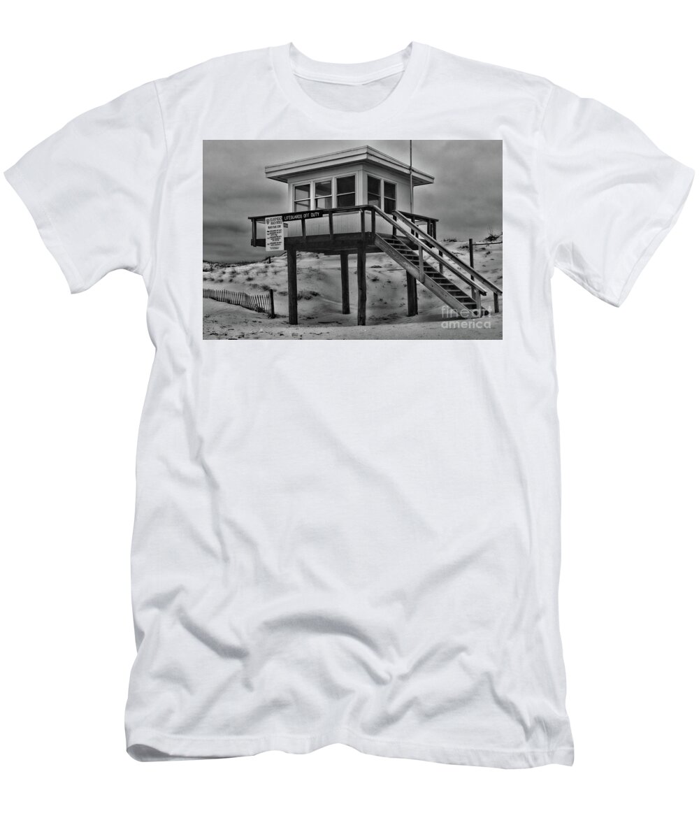Paul Ward T-Shirt featuring the photograph Lifeguard Station 2 in black and white by Paul Ward