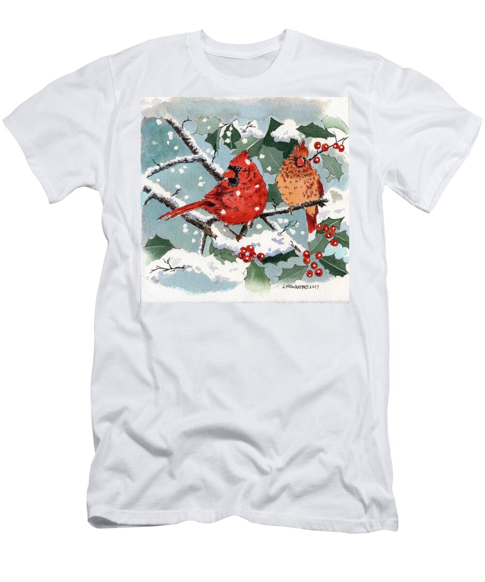 Cardinals T-Shirt featuring the painting Lifemates by Louise Howarth