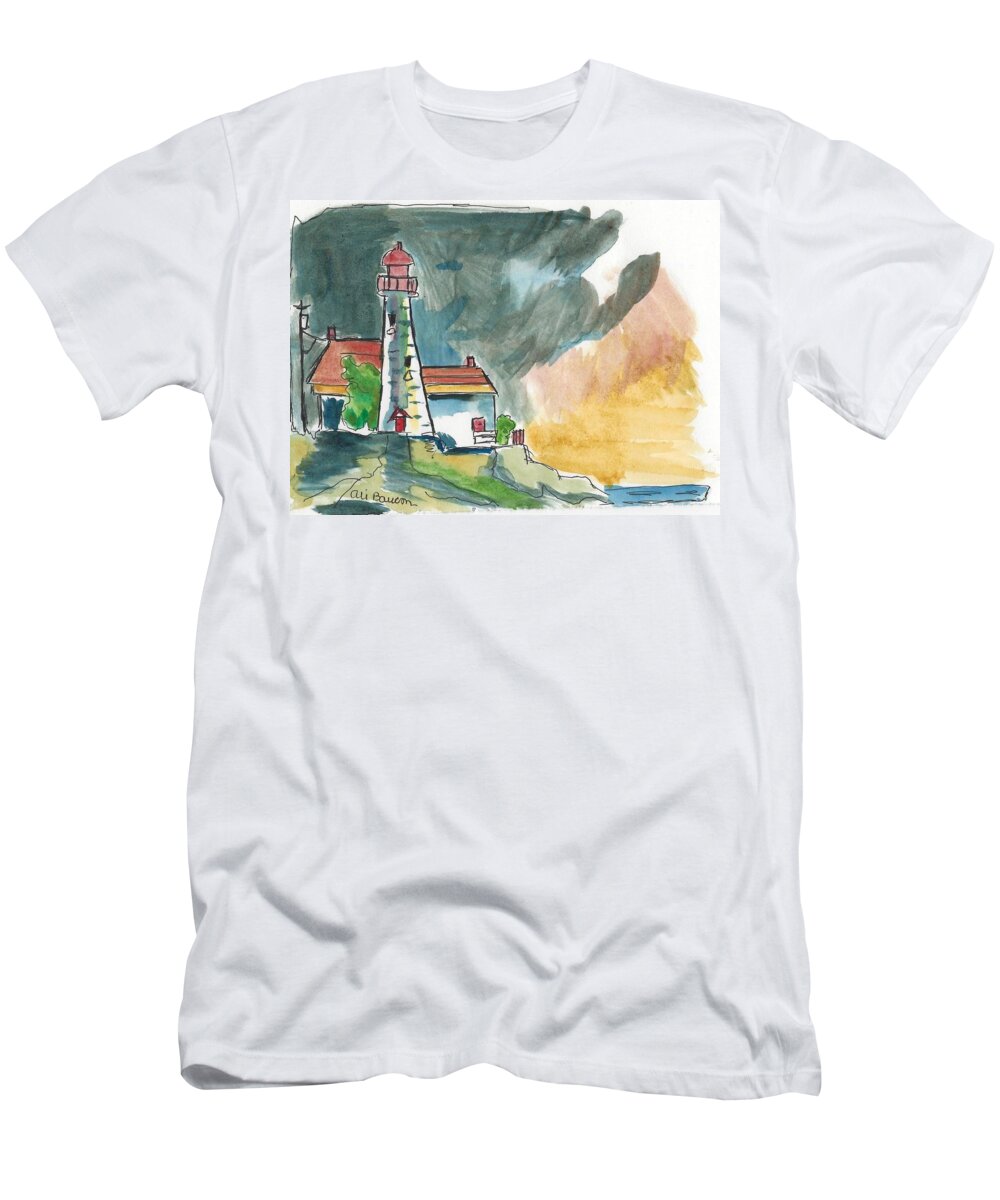 Watercolor T-Shirt featuring the painting Lighthouse on the Hill Part Deux by Ali Baucom