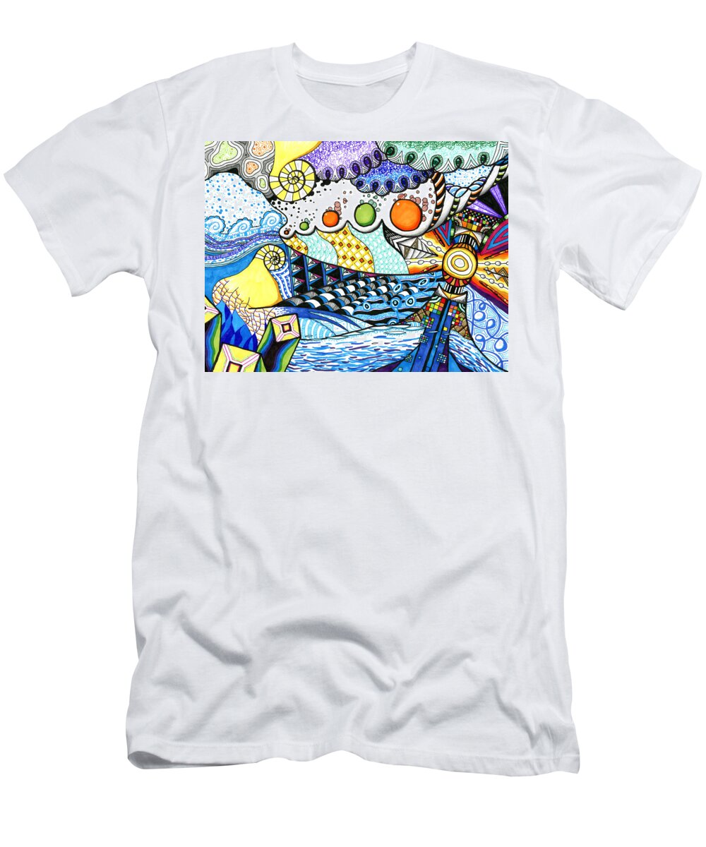 Lighthouse T-Shirt featuring the mixed media Lighthouse Storm by John Wallie