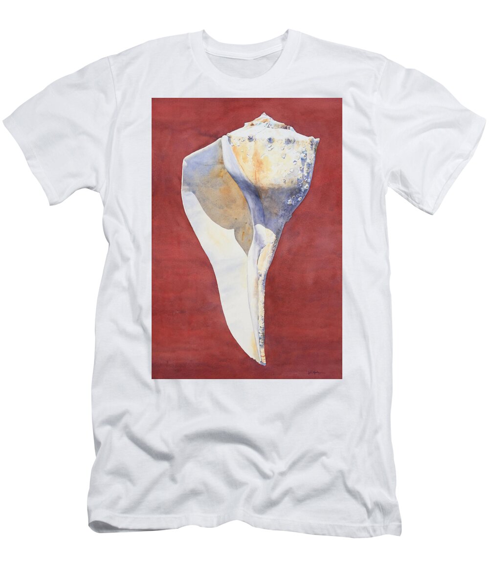 Shell T-Shirt featuring the painting Lightning Whelk Conch I by Tyler Ryder