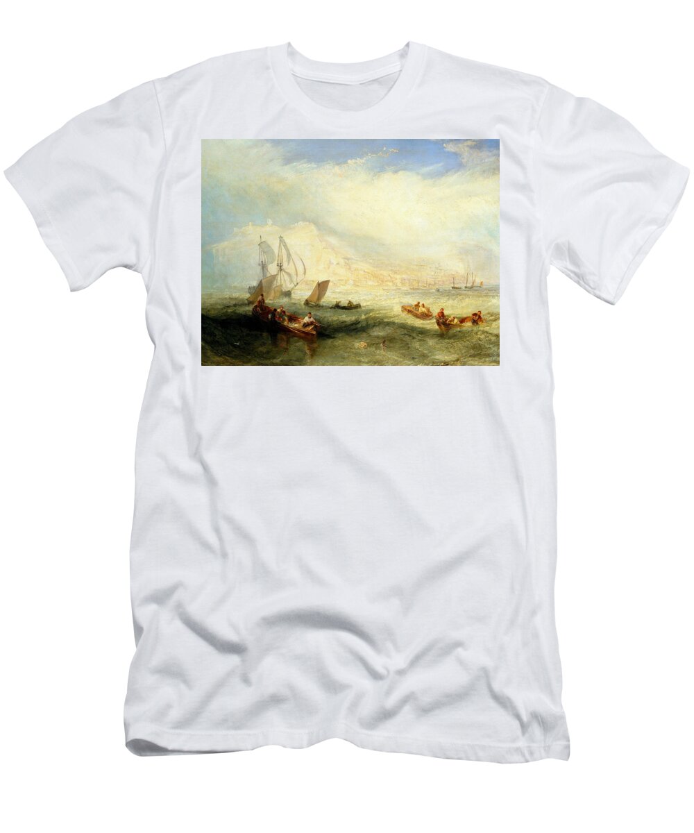19th Century Art T-Shirt featuring the painting Line Fishing, Off Hastings by Joseph Mallord William Turner
