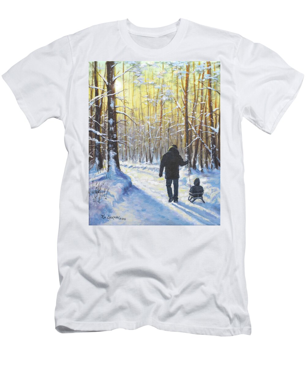 Snow T-Shirt featuring the painting Little Buddy by Kim Lockman