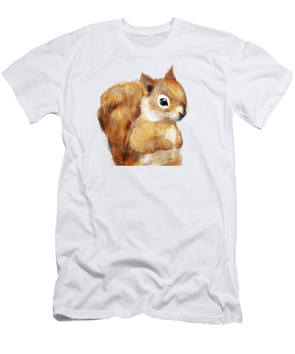 #faatoppicks T-Shirt featuring the painting Little Squirrel by Amy Hamilton