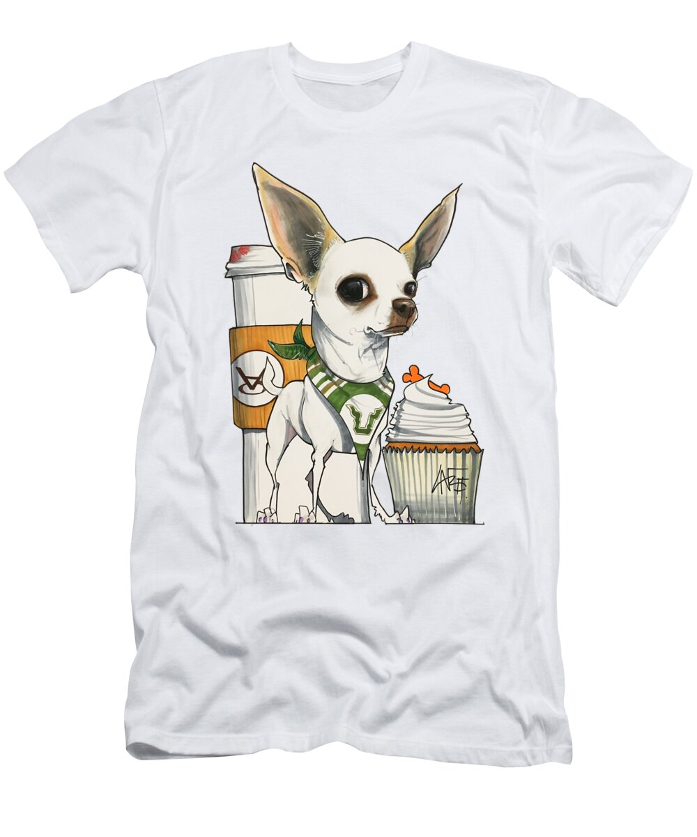 Pet Portrait T-Shirt featuring the drawing Lombardo 7-1459 by John LaFree