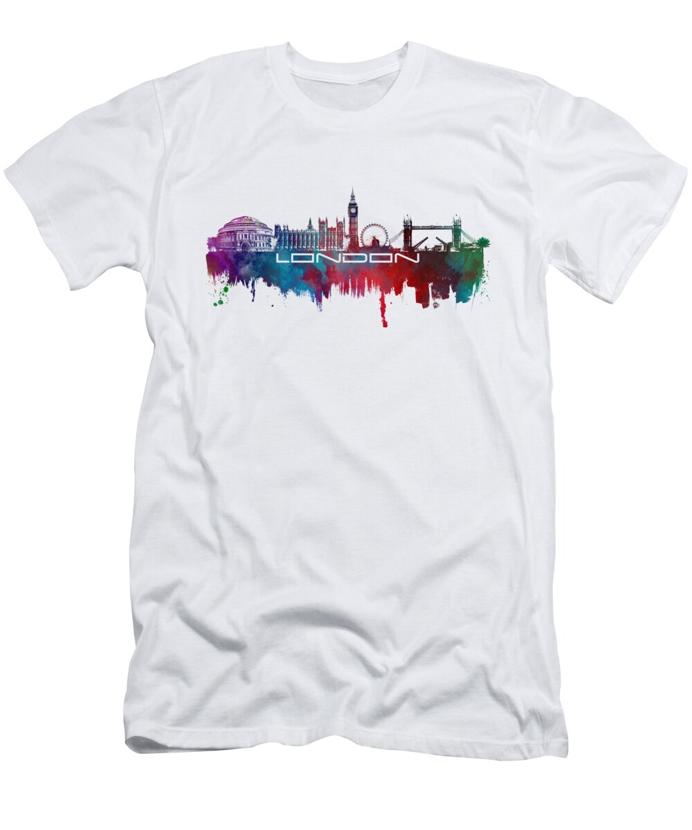 Skyline London T-Shirt featuring the digital art London skyline city blue by Justyna Jaszke JBJart