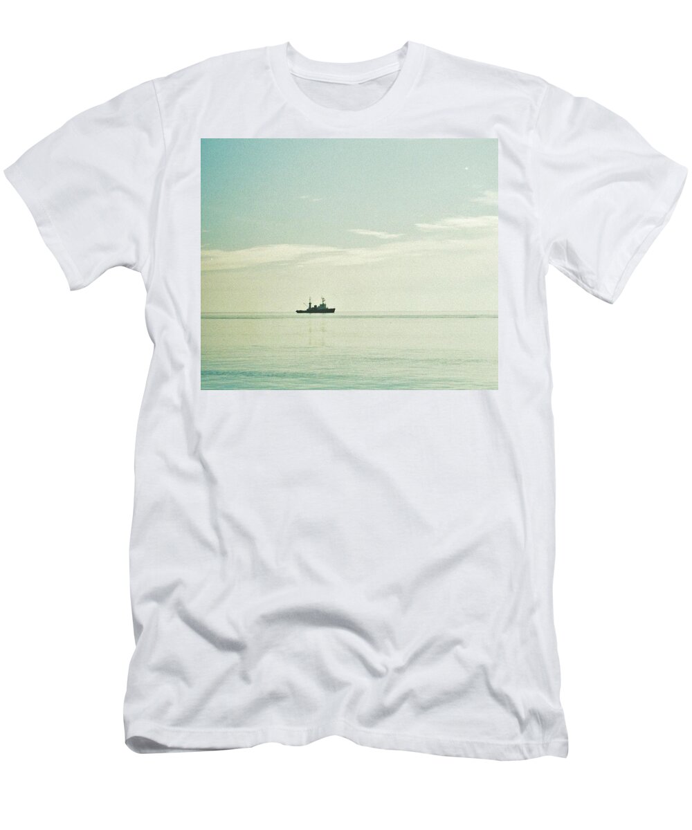Ship T-Shirt featuring the photograph Lonely ship is amazing by Marina Martynova