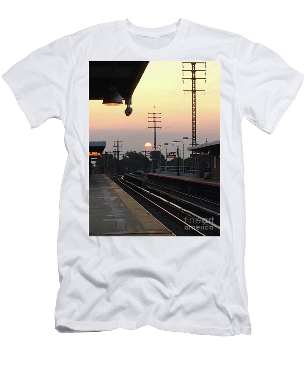 Long Island Early Morning Sunrise On The Way To Nyc John Telfer T-Shirt featuring the photograph Long Island Early Morning Sunrise On The Way To Nyc by John Telfer