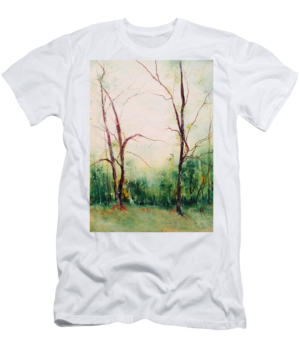  T-Shirt featuring the painting Long Walk Home by Robin Miller-Bookhout