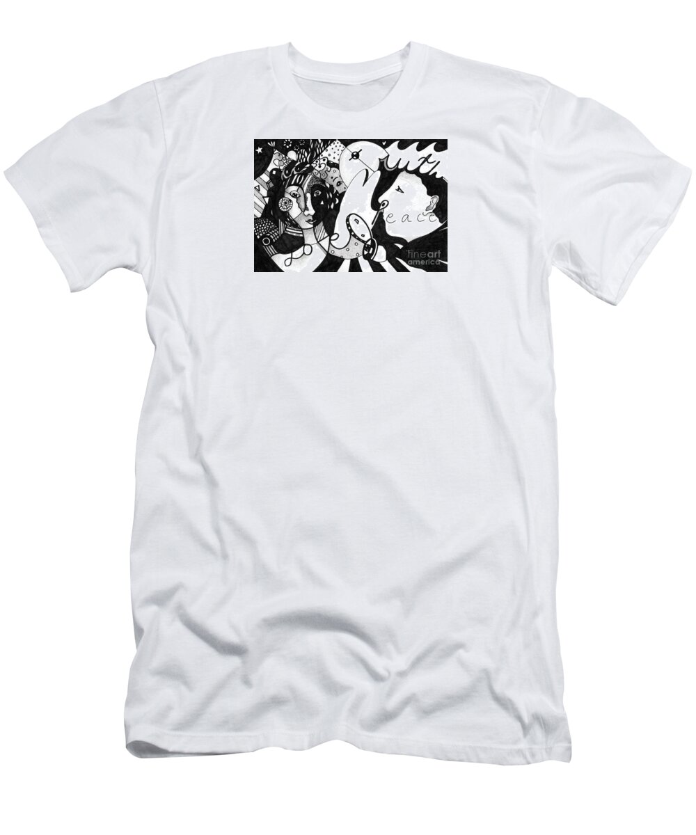 Values T-Shirt featuring the drawing Love Truth Peace by Helena Tiainen