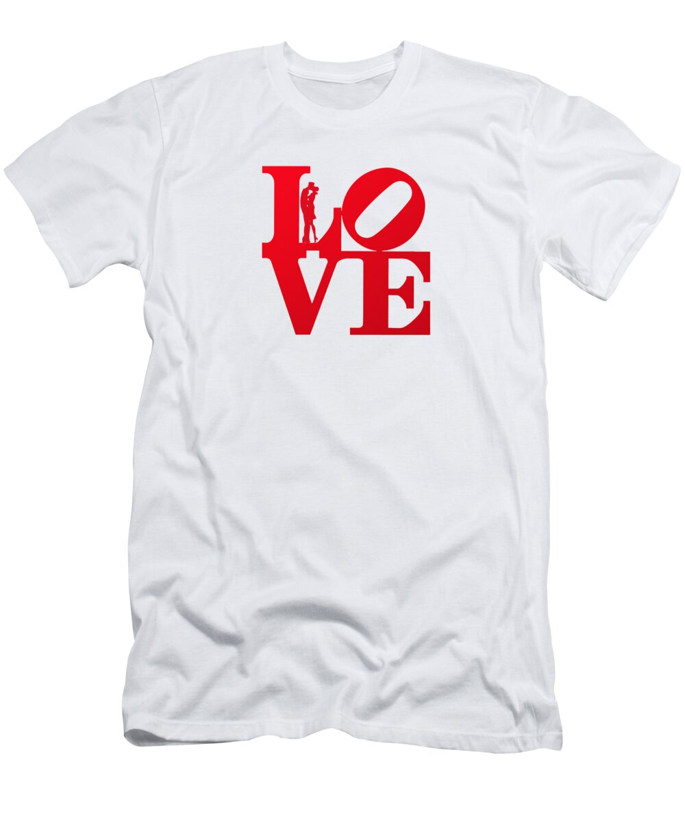 Love Typography - Red White T-Shirt World Art And Designs Pixels