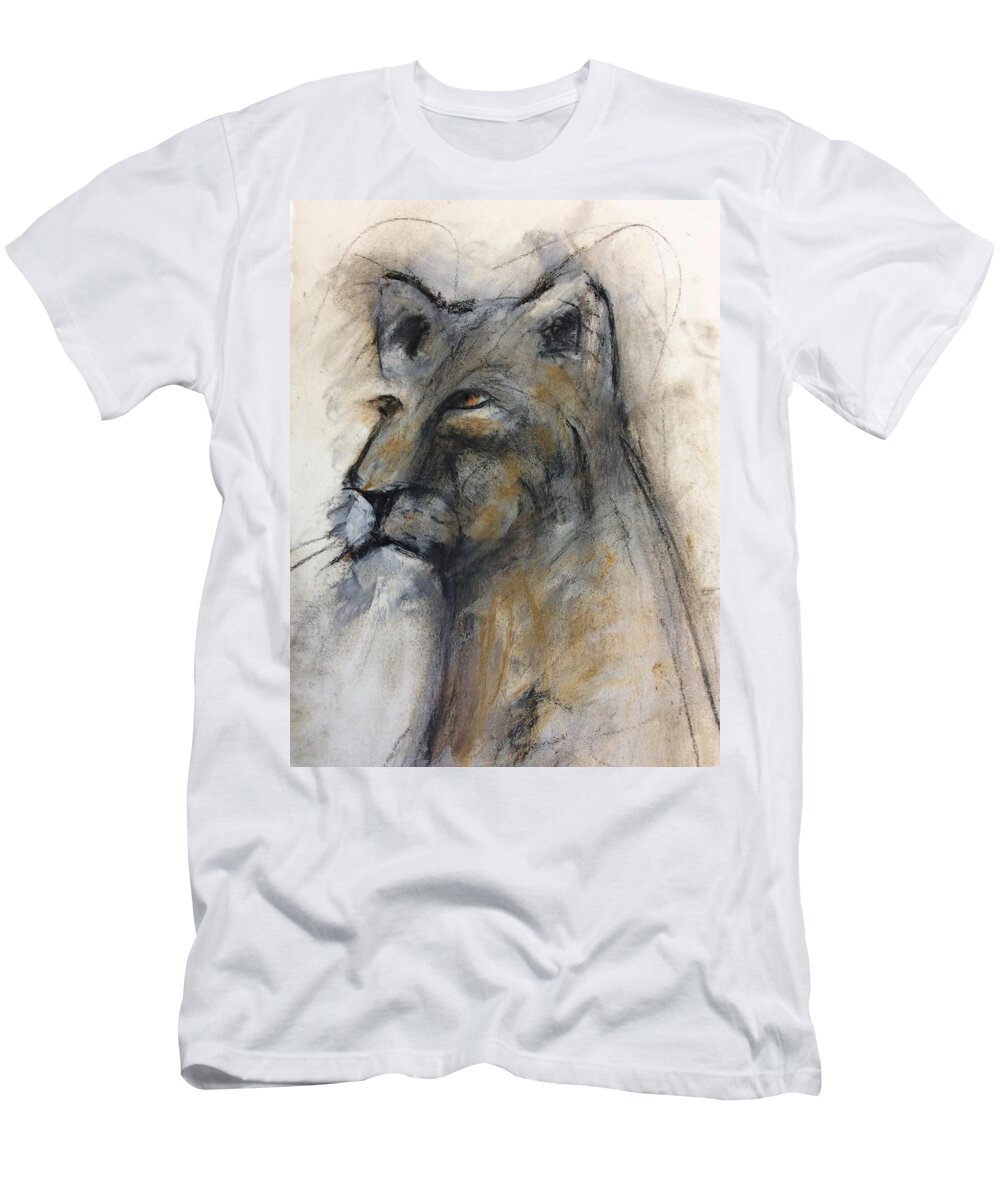 Lioness T-Shirt featuring the mixed media Lovely lioness by Suzy Norris