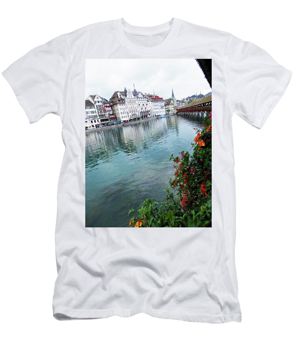 Bridge T-Shirt featuring the photograph Lucerne Bridge by Pema Hou