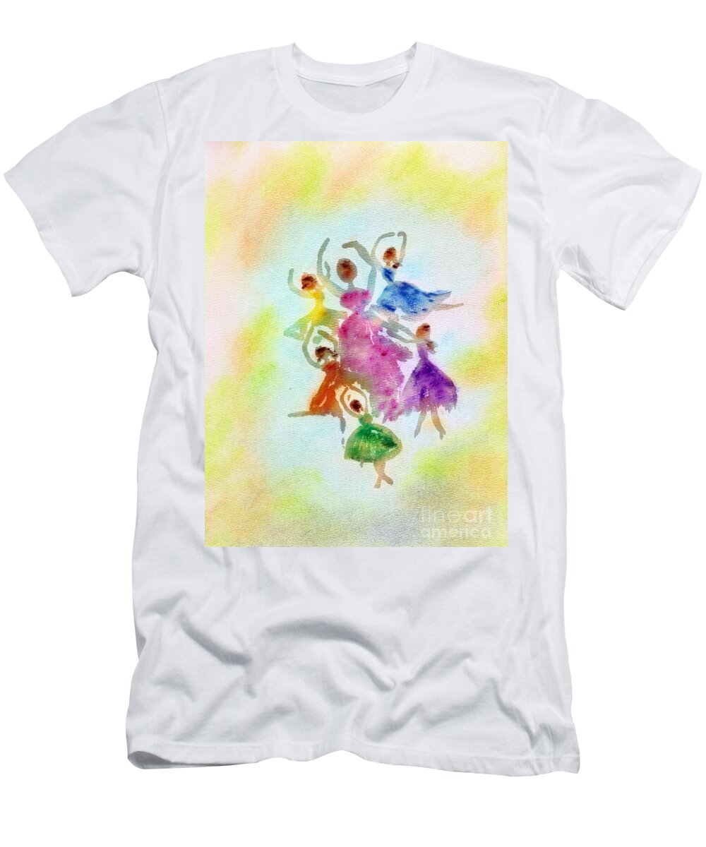 Dancing T-Shirt featuring the painting Lucinda's Ballerinas by Deb Arndt