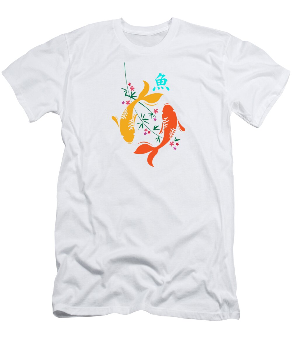 Koifish T-Shirt featuring the digital art Lucky Koi Fish by Naviblue